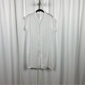 CP Shades White Linen Sleeveless Button Front Tunic Sz.XS